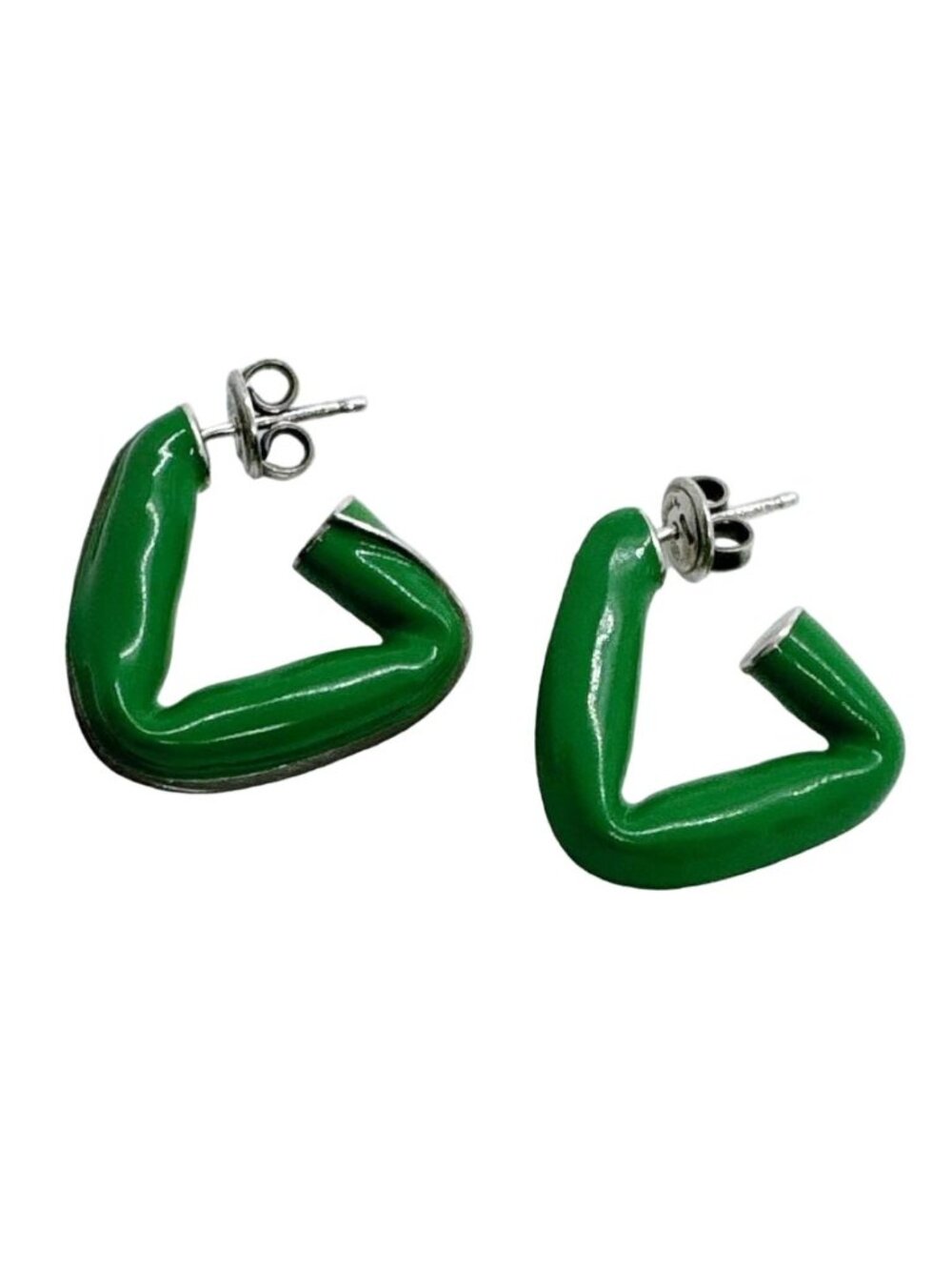 Bottega Veneta Triangle Hoop Earrings 925 Green